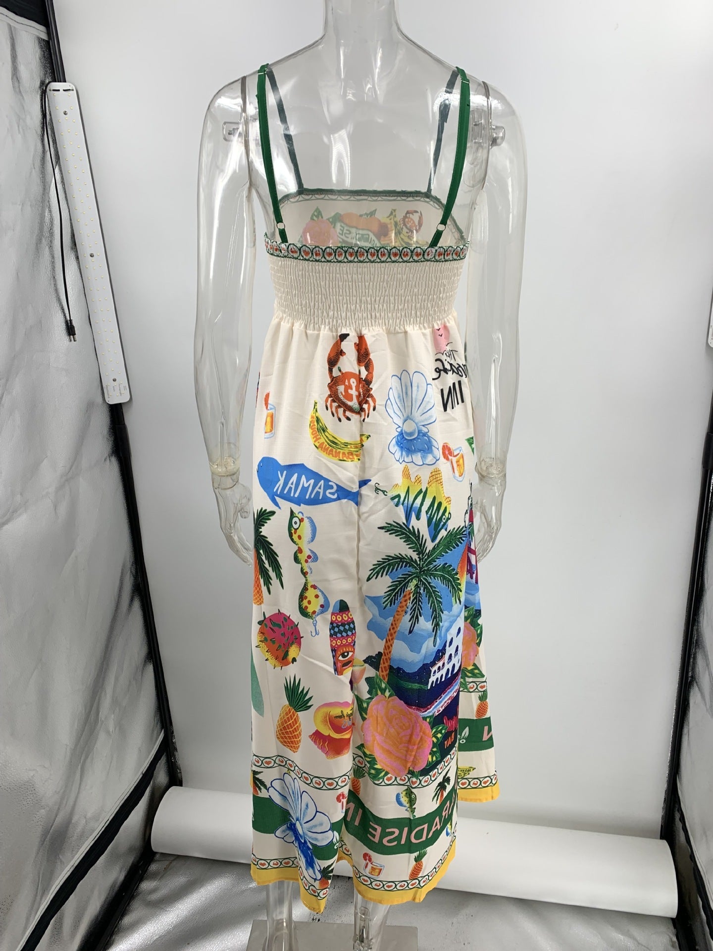 Paradise Graffiti Print Swing Sundress Beach Dress