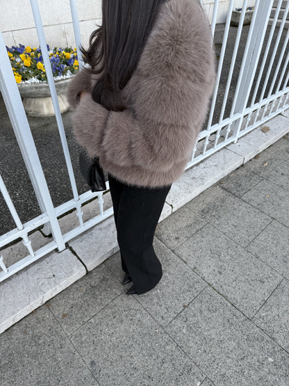 HAZELNUT FAUX FUR LONG SLEEVES