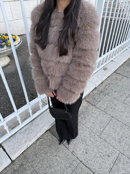 HAZELNUT FAUX FUR LONG SLEEVES