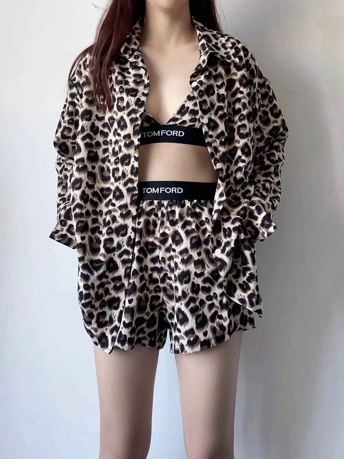 Animal Print TF 3 Piece Braletter Shorts & Shirt Coord Set
