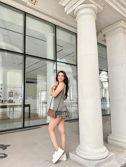 Olive Green Short Ruffle Dress