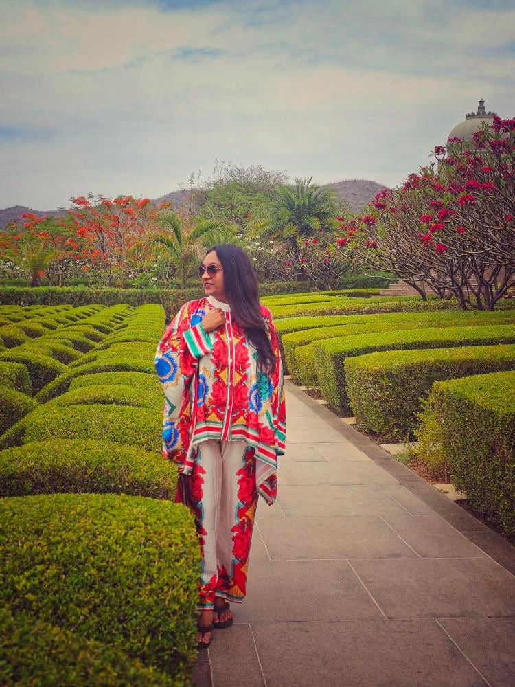 Floral Batwing Sleeves Top & Pants Coord Set