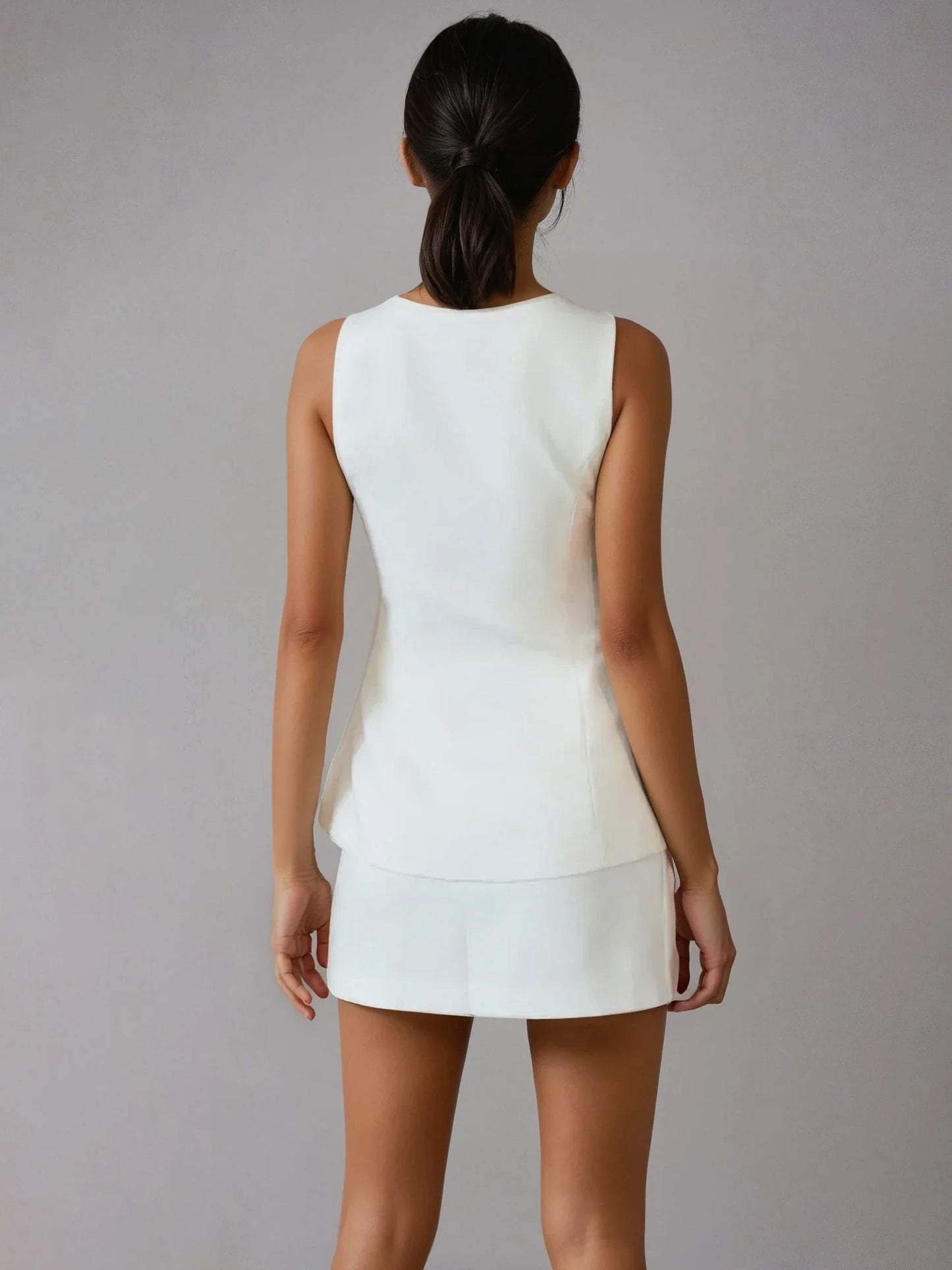 Elegant Style Square Collar Sleeveless Skirt Set