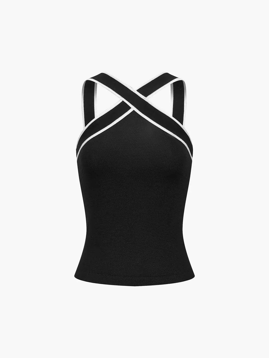 Contrast Color Cross V-neck Sling Top