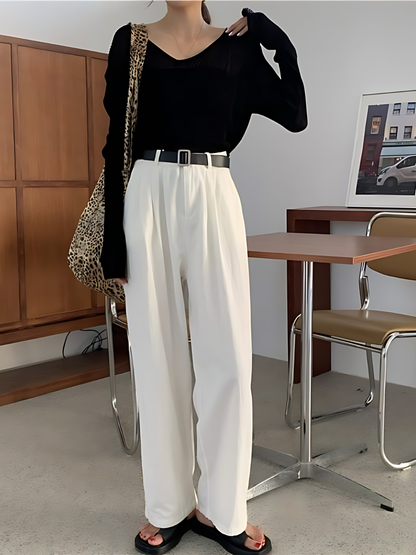 High Waist Drape Casual Pants