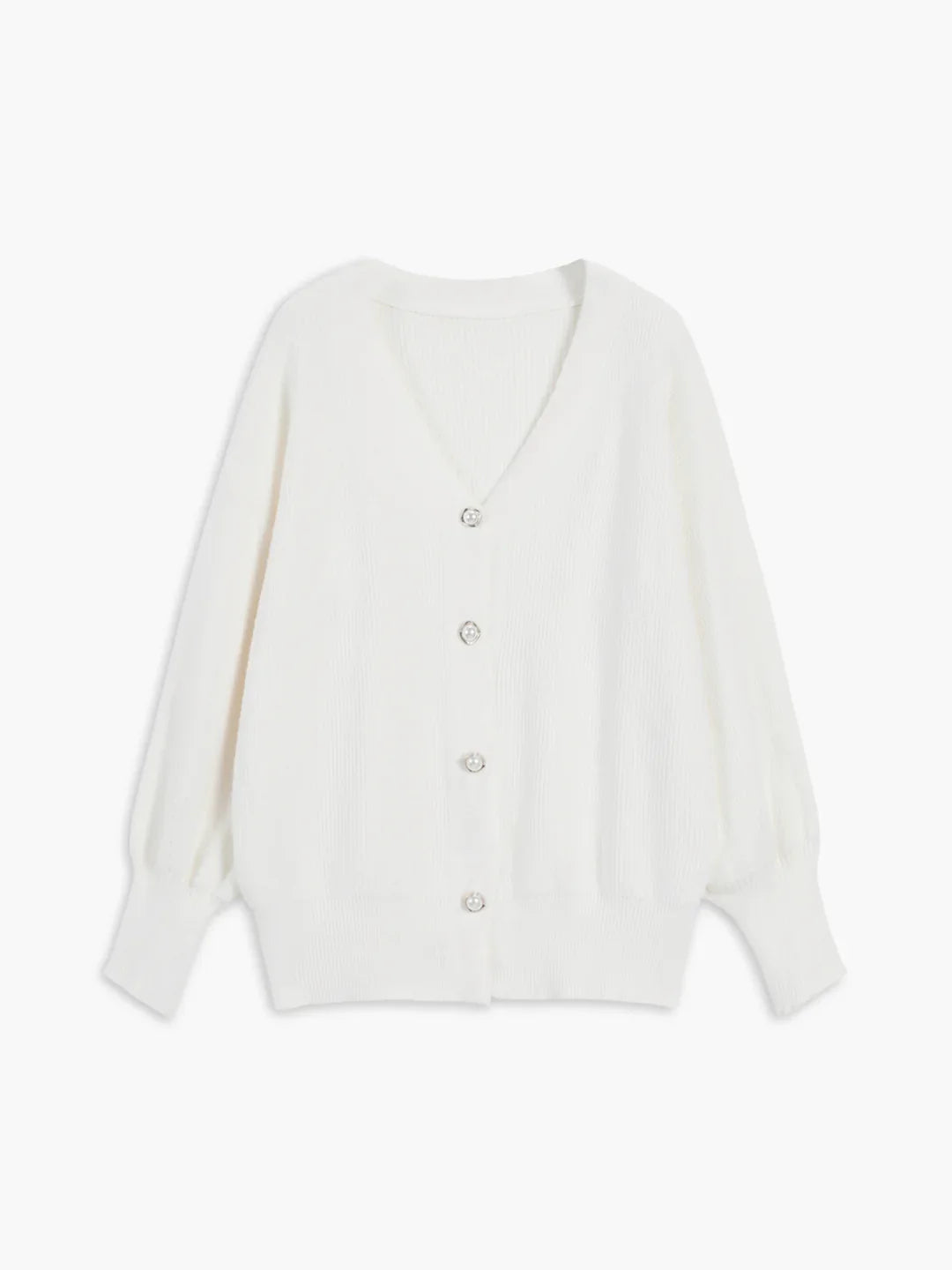 Solid Color Long-sleeved Pearl Oversized Cardigan