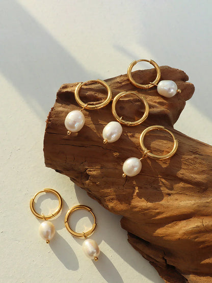 Always Chic Hoop-Ring Pearl Drop Earrings
