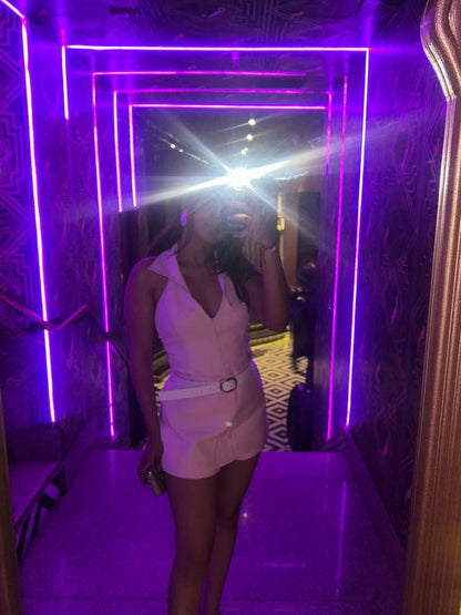 Pink Halterneck Waist Coat & Skort Skirt Coord Set