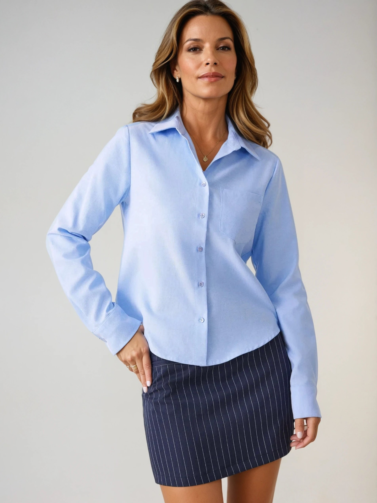 Always Professional Long-Sleeved Blue Shirt