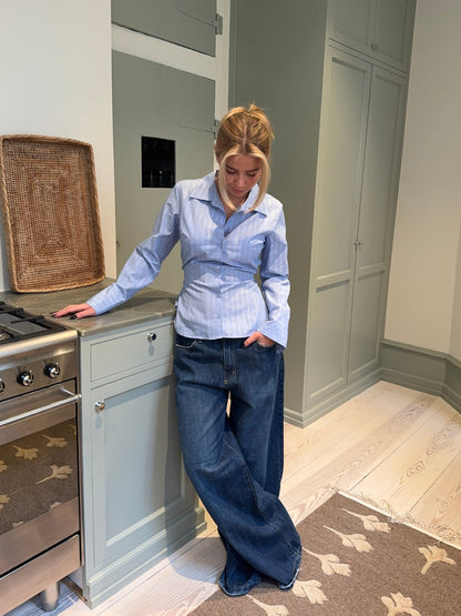 Alberte fitted shirt - Blue/white stripes