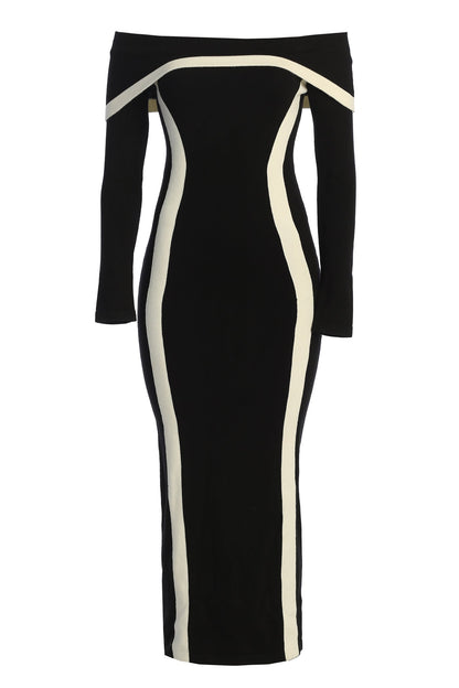Helen Off Shoulder Contrast Maxi Dress
