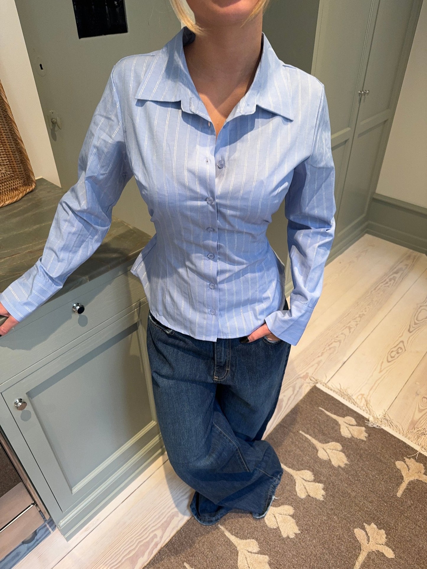 Alberte fitted shirt - Blue/white stripes