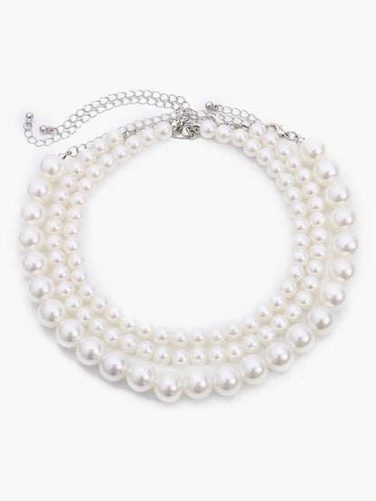 Bohemian Style Triple Layer Pearl Necklace