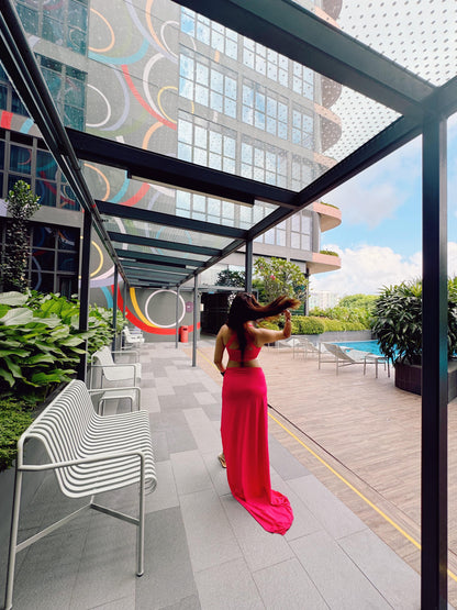 Cutout Cropped Tank Top & High Waist Skirt Coord Set