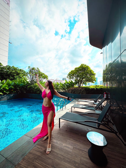 Cutout Cropped Tank Top & High Waist Skirt Coord Set