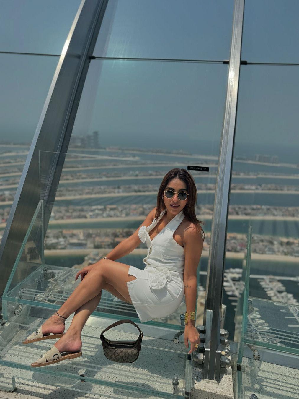 Red & White Halterneck Crop Waist Coat Vest & Skirt Coord Set