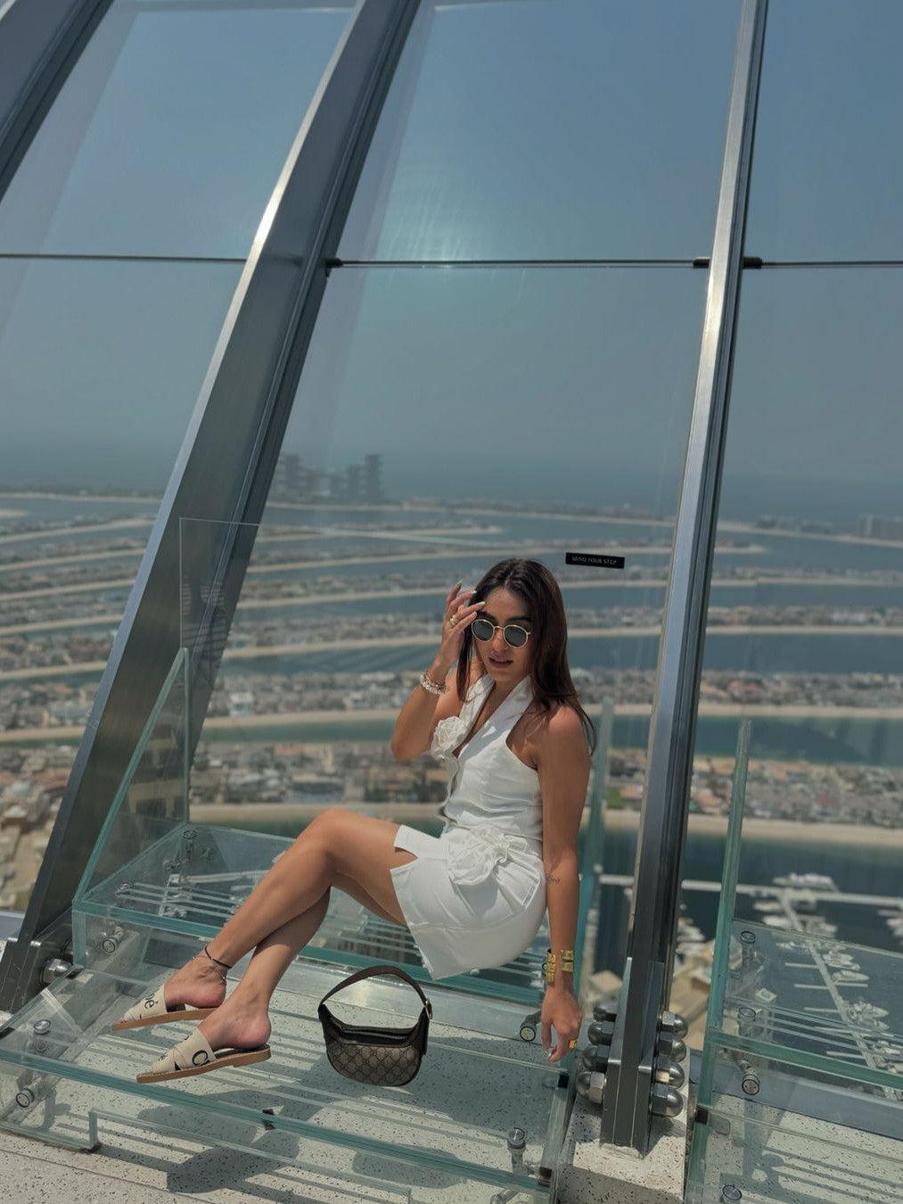 Red & White Halterneck Crop Waist Coat Vest & Skirt Coord Set