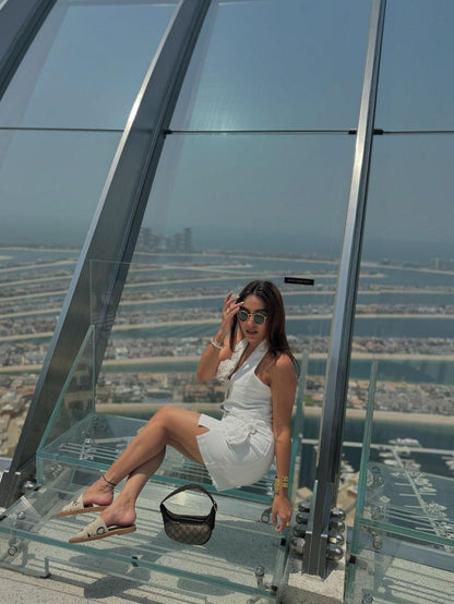 Red & White Halterneck Crop Waist Coat Vest & Skirt Coord Set