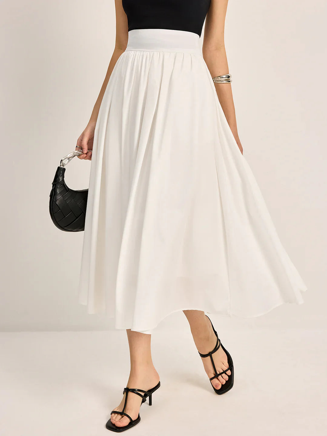 Casual Slim Fit High Waist Pleated Skirt