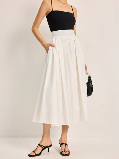 Casual Slim Fit High Waist Pleated Skirt