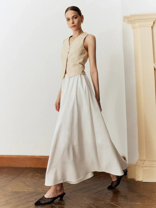 Temperament Commuting Solid Color Slim Pleated Skirt