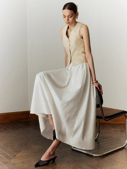 Temperament Commuting Solid Color Slim Pleated Skirt