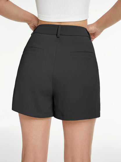 High Waisted Solid Trouser Shorts