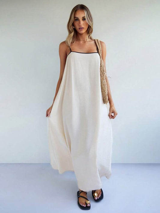 Elegant Style Casual Loose Contrast Color Strap Dress