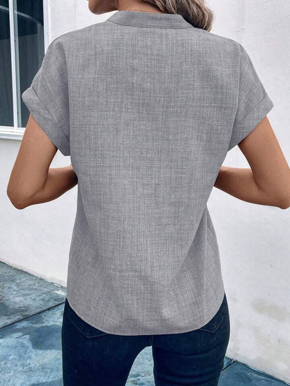 Classic Style Collar Ladies V-neck Top