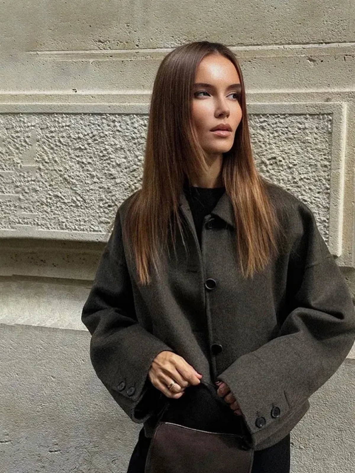 Taupe Woolen Short Coat