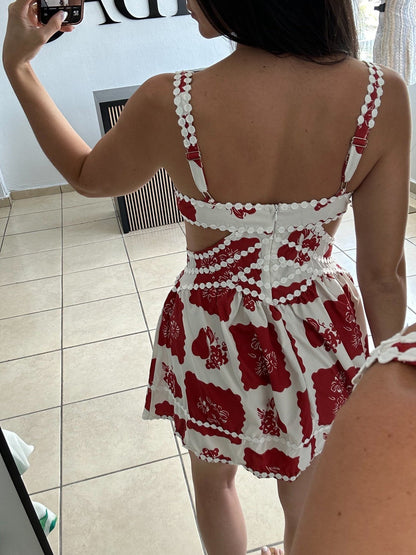 Pretty Lace Shoulder Strap Cutout Dress