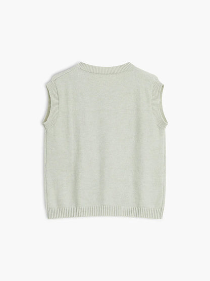 Single-breasted Casual Button Up Sweater Vest