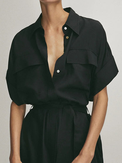 Always Elegant Polo Pockets Tied Midi Dress