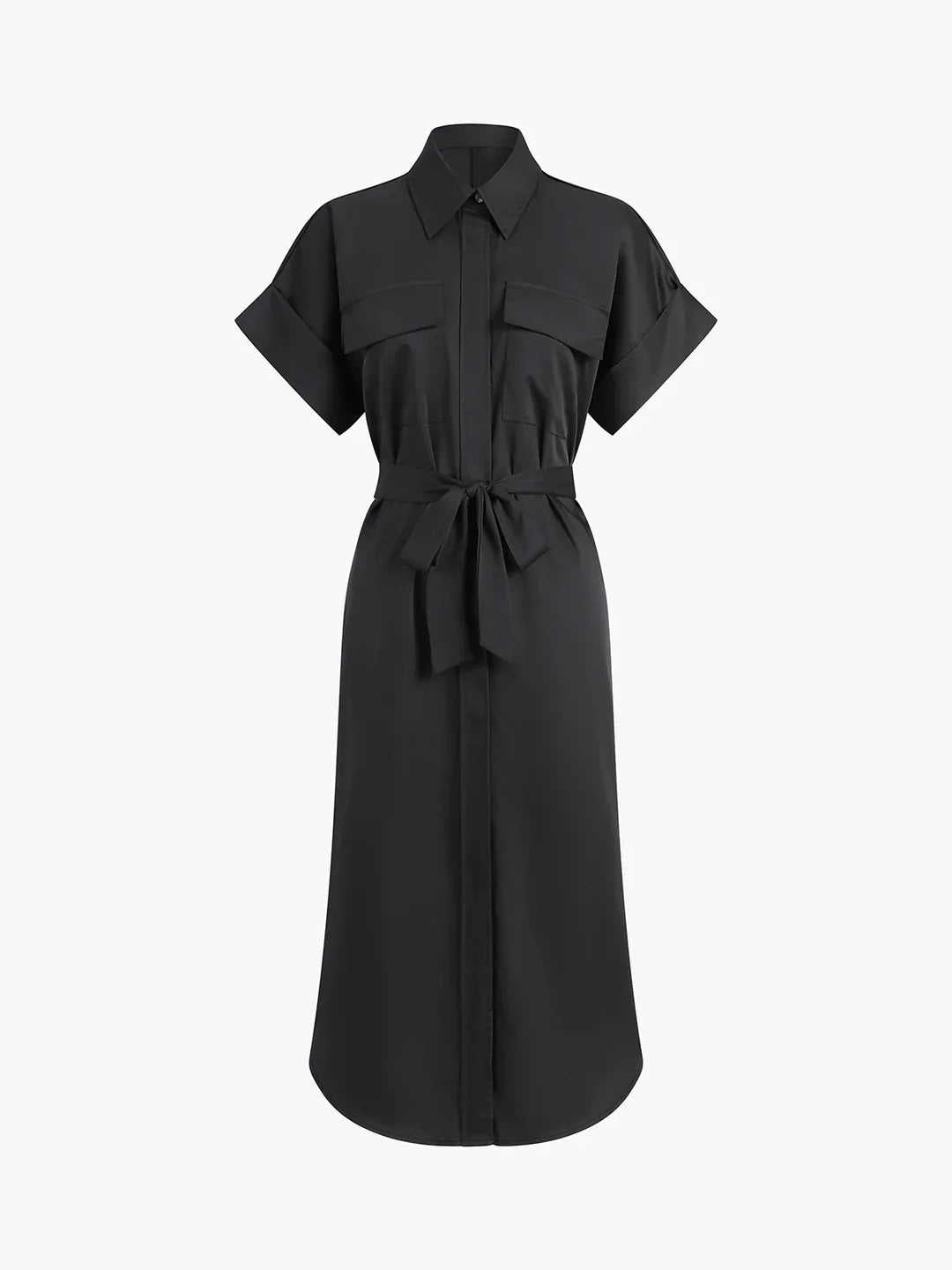 Always Elegant Polo Pockets Tied Midi Dress