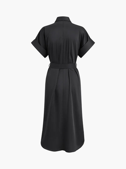 Always Elegant Polo Pockets Tied Midi Dress