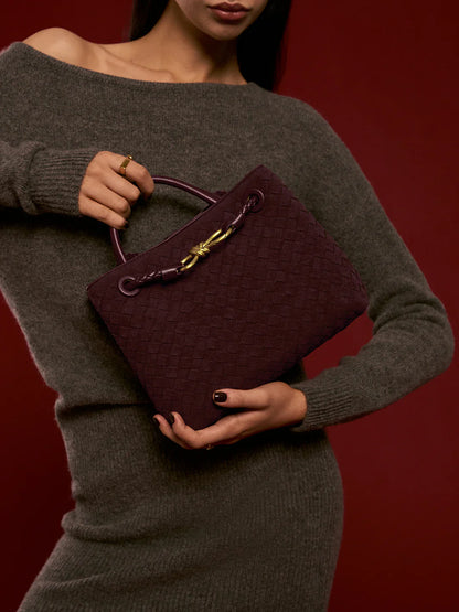 Always Chic Suede Woven Tote Bag