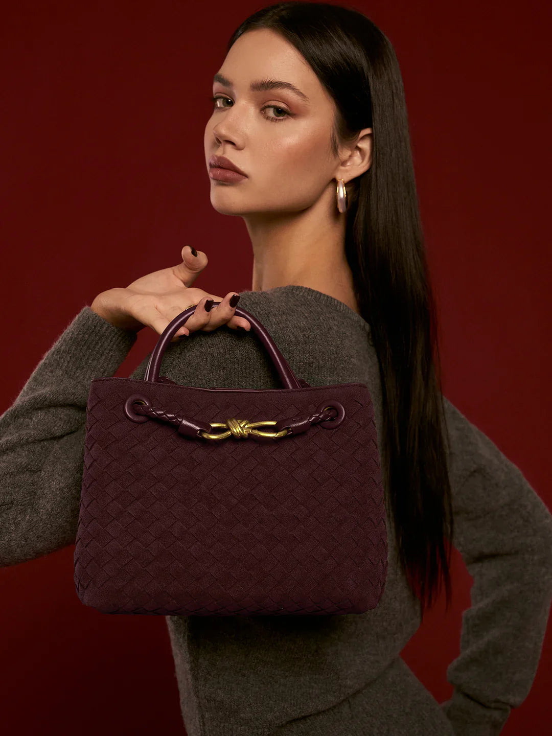 Always Chic Suede Woven Tote Bag