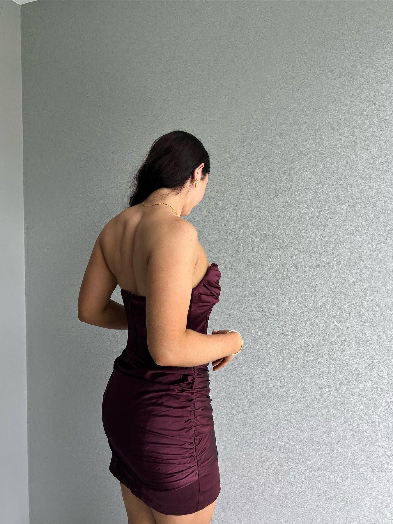 Bandeau Tube Ribbon Backless Bodycon Dress