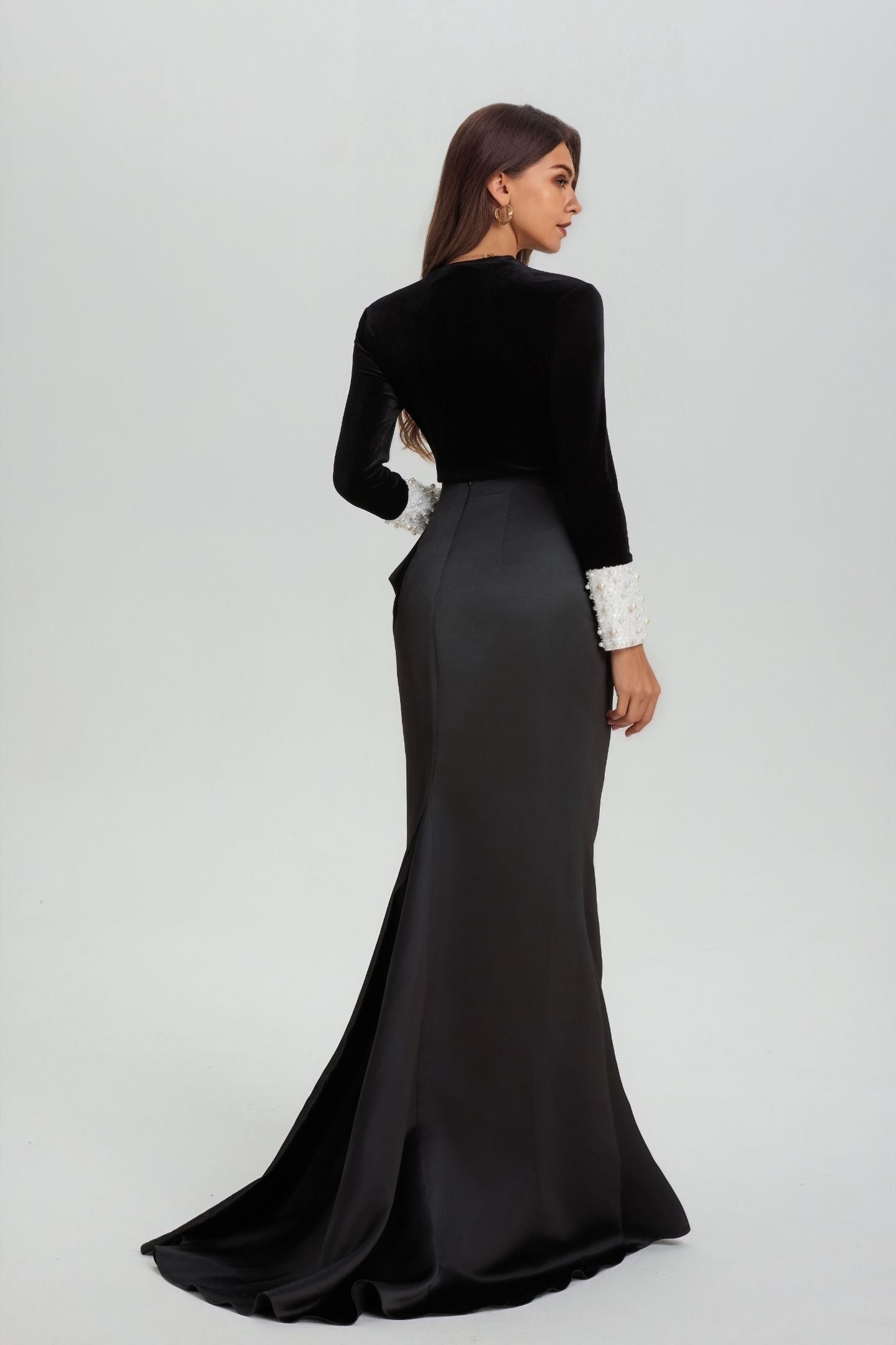 Hilary Long Sleeve Bowknot Maxi Skirt Set