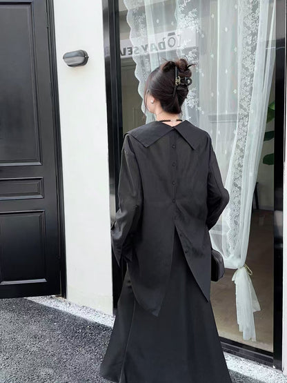 Oversized Fit Embroidered Buttons Shirt & Shorts Coord Set