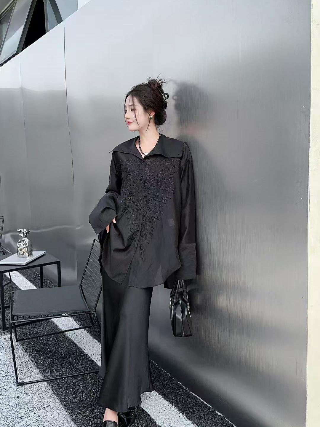 Oversized Fit Embroidered Buttons Shirt & Shorts Coord Set