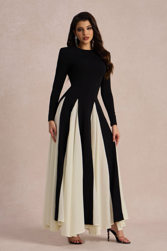 Heloise Color Block Long Sleeve Maxi Dress