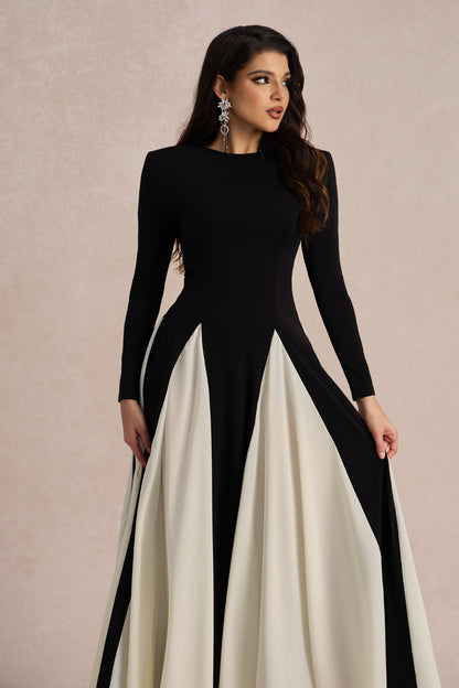 Heloise Color Block Long Sleeve Maxi Dress