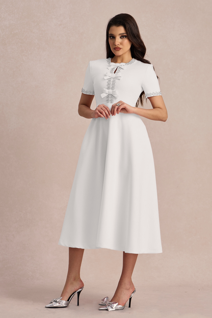 Zoe Bowknot Crystal-embellished Midi Dress