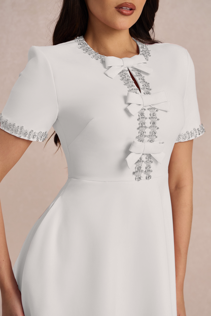 Zoe Bowknot Crystal-embellished Midi Dress