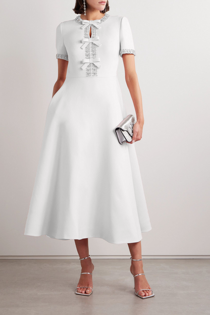 Zoe Bowknot Crystal-embellished Midi Dress