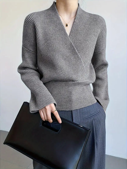 Retro Cross V-Neck Knitted Sweater
