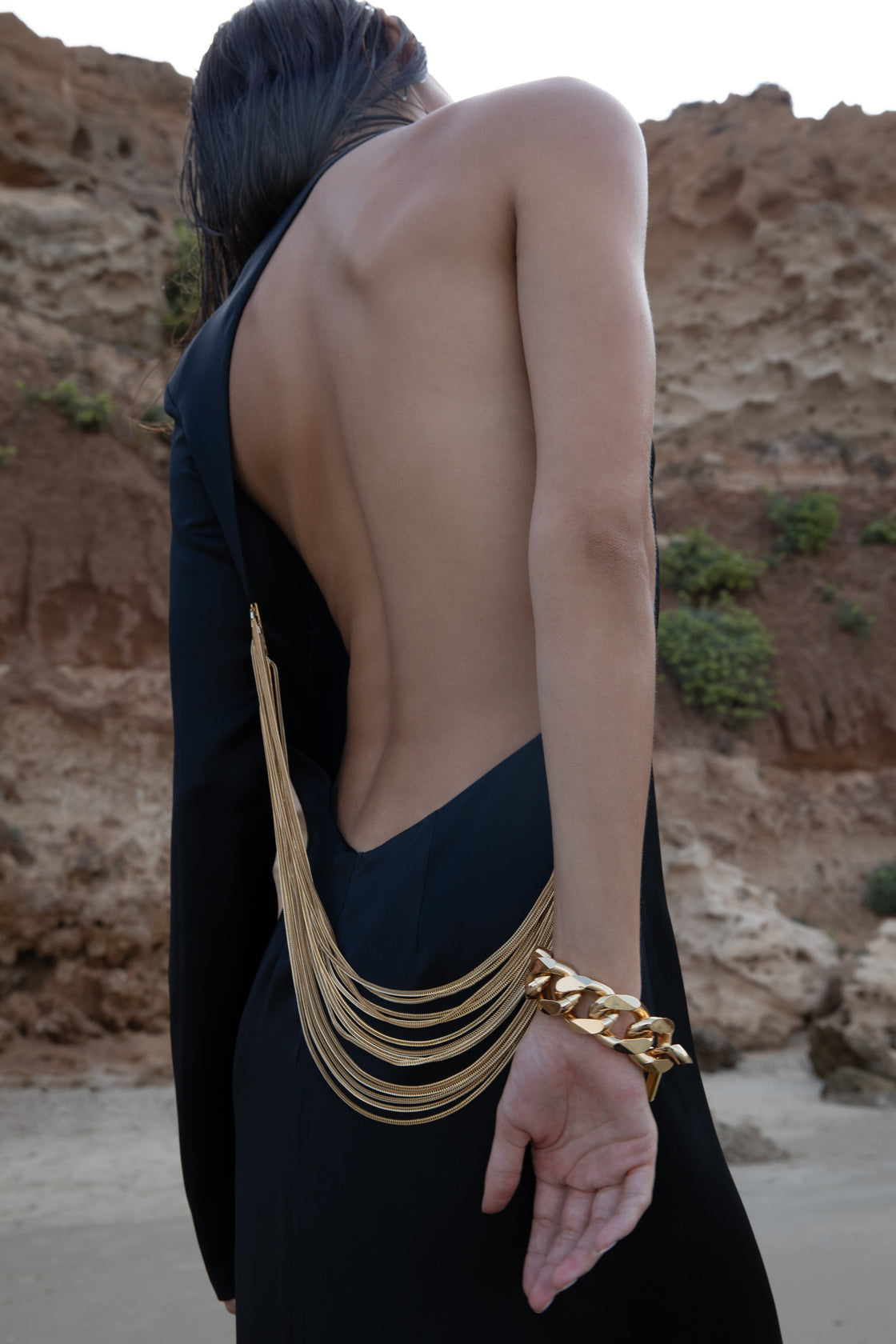 Maria One Shoulder Snake Chain Maxi Dress