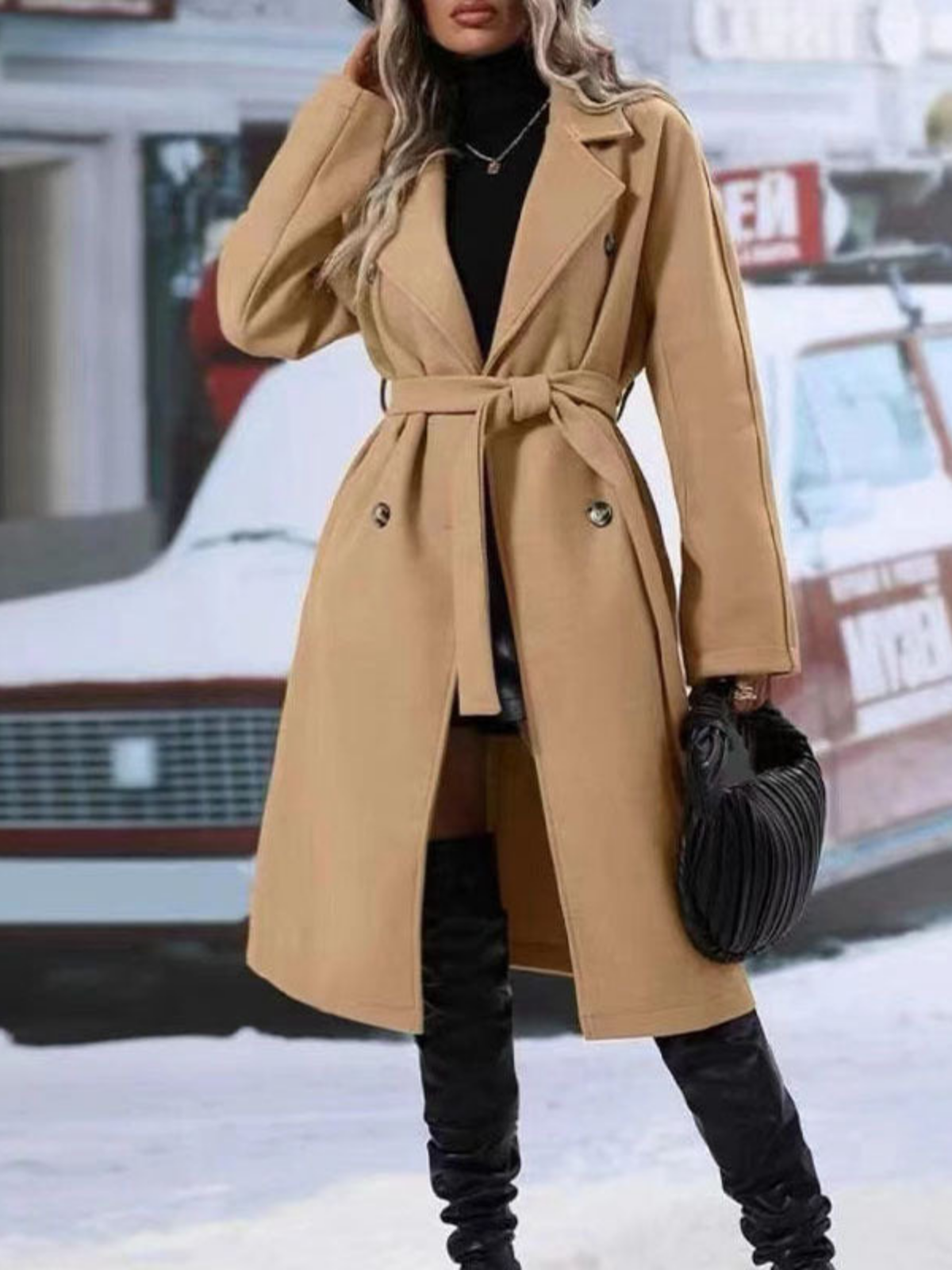 All-matching Lapel Double-breasted Trench Coat