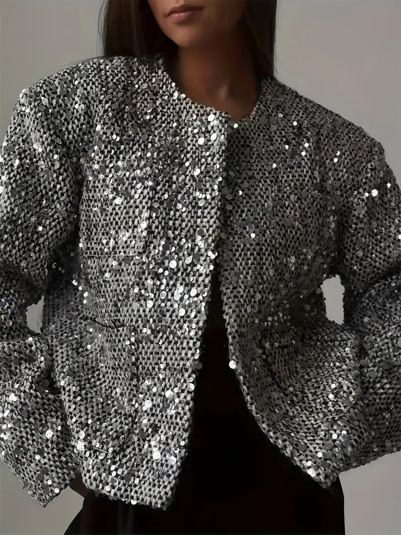 Elegant Tweed Sequined Jacket